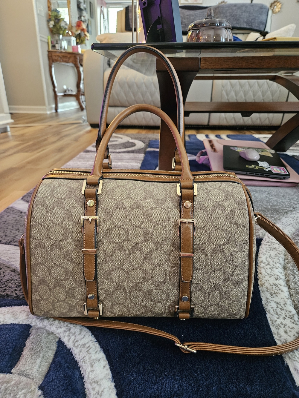 Non-branded Brown And Tan Domed Handbag